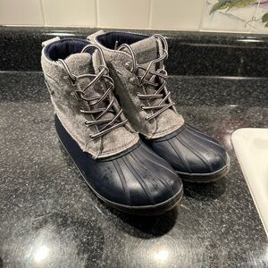 Sperry Gray and Navy Duck Boots